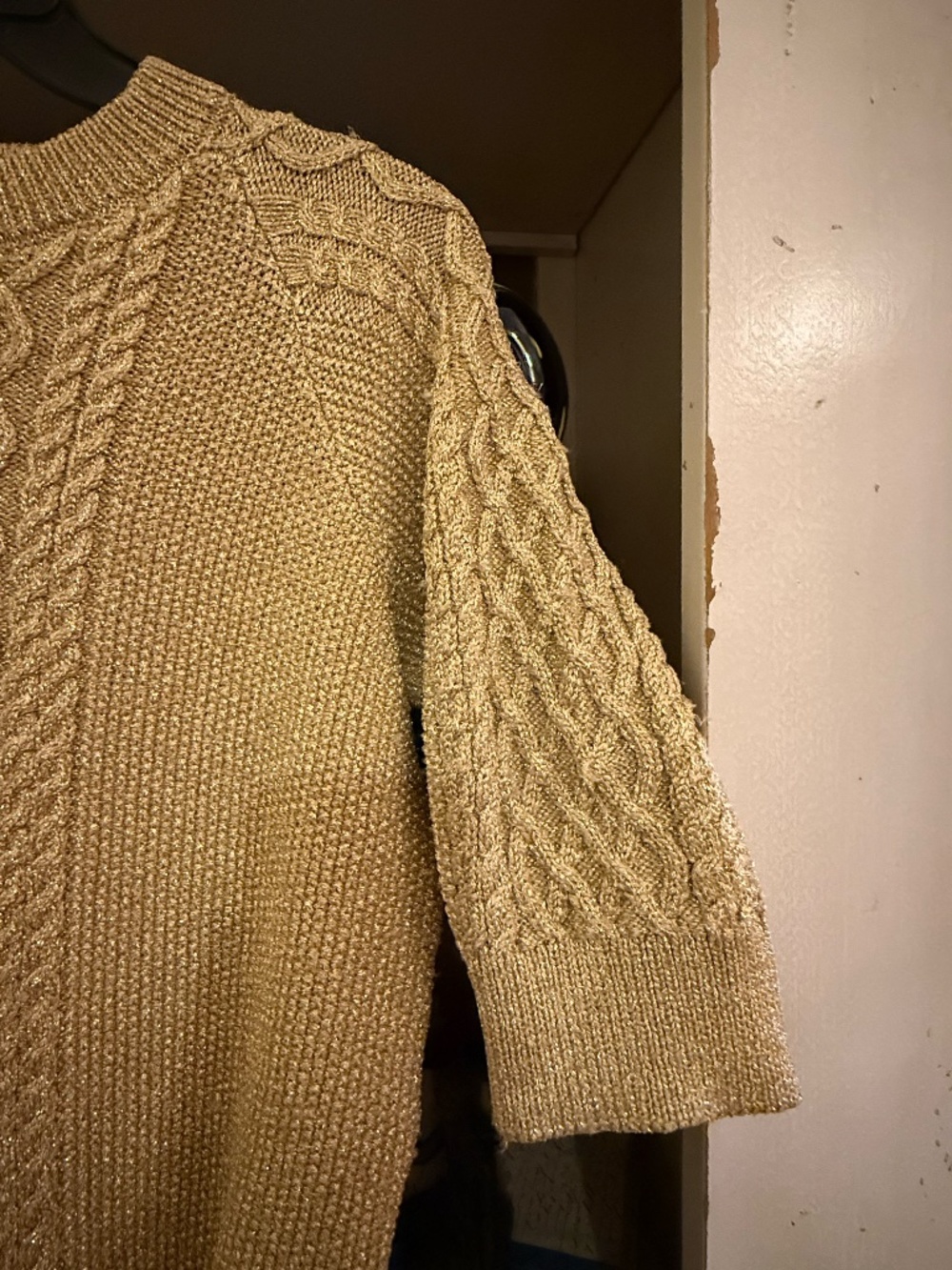 Mestiza New ork Enya sweater metallic lurex yarn gold XL - Picture 9 of 10